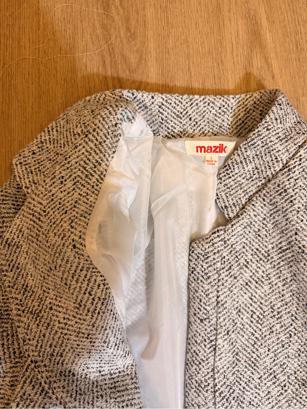 Mazik Gray Herringbone Pea Coat - Picture 2 of 3